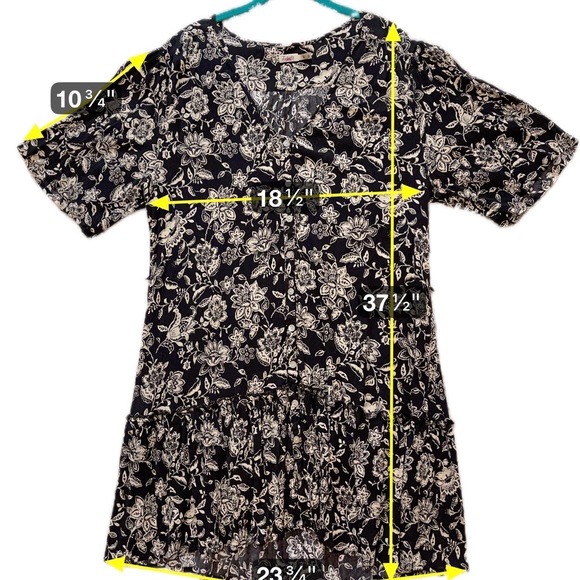 Faherty Chocolate Brown Floral Dress Orinda Crepe Ruffle Boho XL - No Tie - Picture 8 of 12